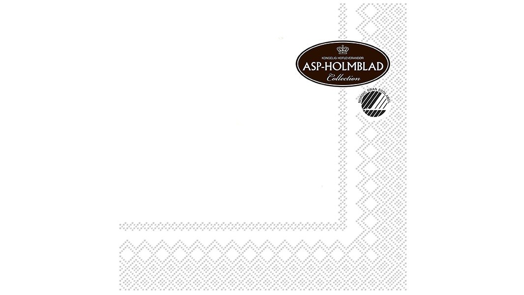 Servietter 33 cm 3-lag hvid, ASP-Holmblad