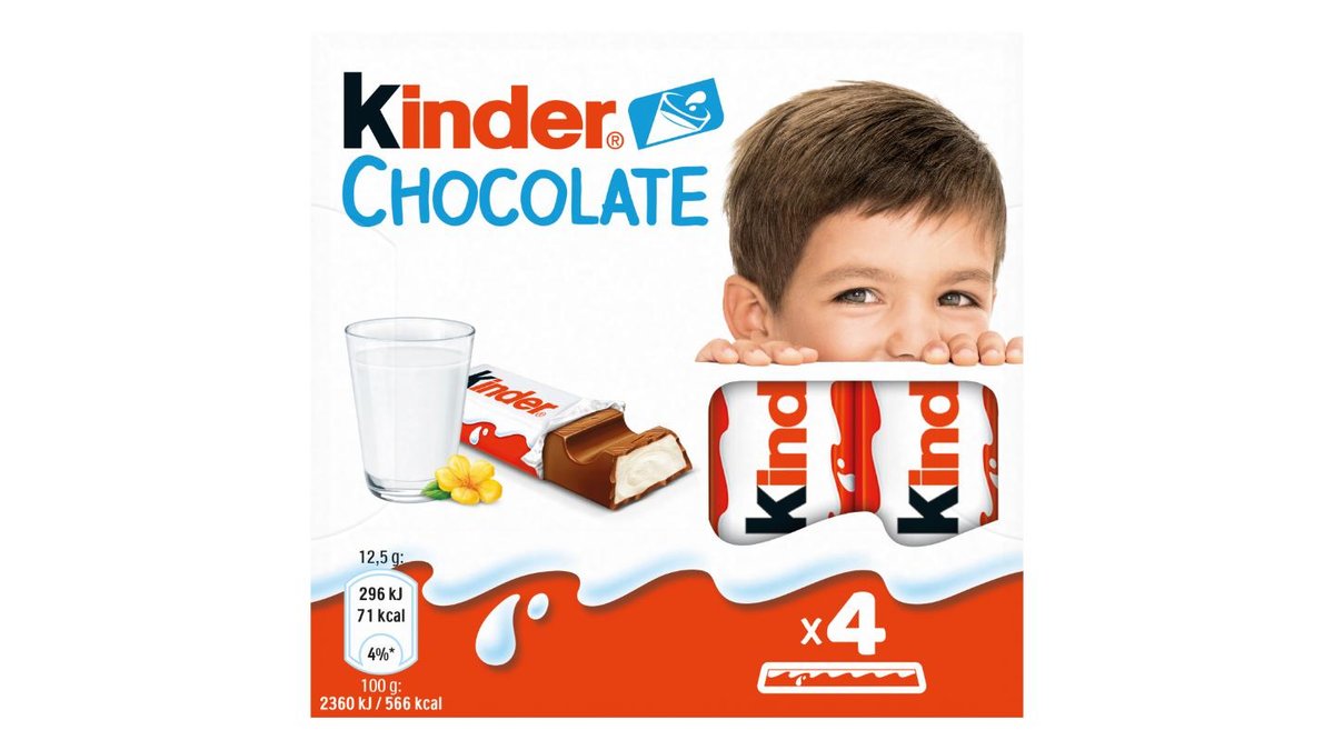 Kinder Chocolate Tyčinky z mléčné čokolády s mléčnou náplní 4 ks 50g