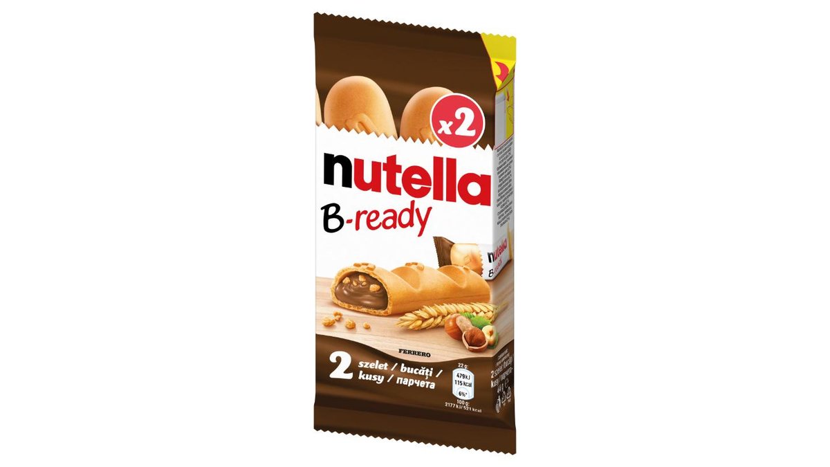Náhled kategorie Nutella B-ready Křupavá oplatka plněná lískooříškovou pomazánkou s kakaem a křupkami 2 ks 44g