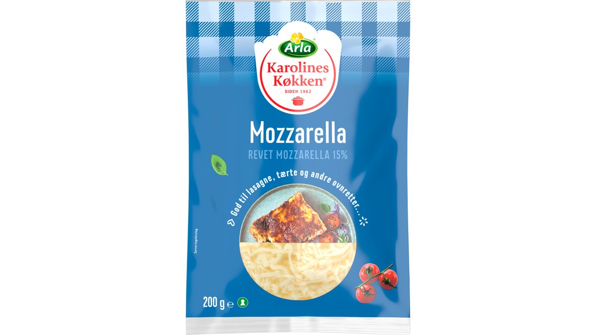 Revet mozzarella ost 200g, Arla Karolines Køkken
