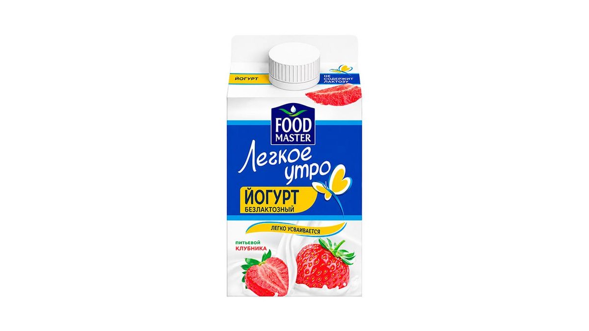 Йогурт питьевой Food Master 2% безлактозный клубничный 450 г