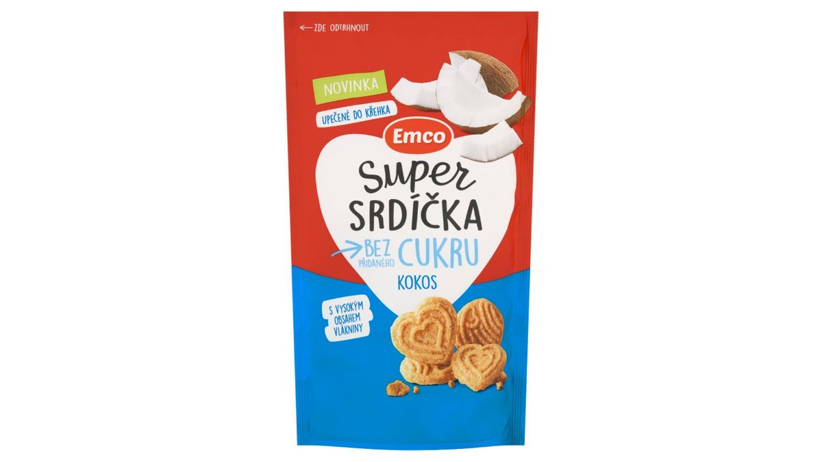 Emco Super srdíčka kokos 140g