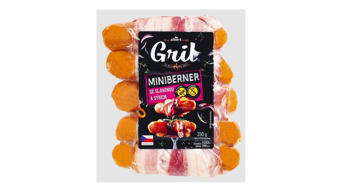 Albert Miniberner se slaninou a sýrem
