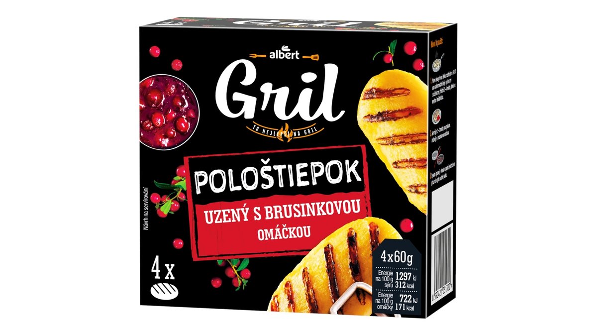 Albert Pološtiepok na gril s brusinkou