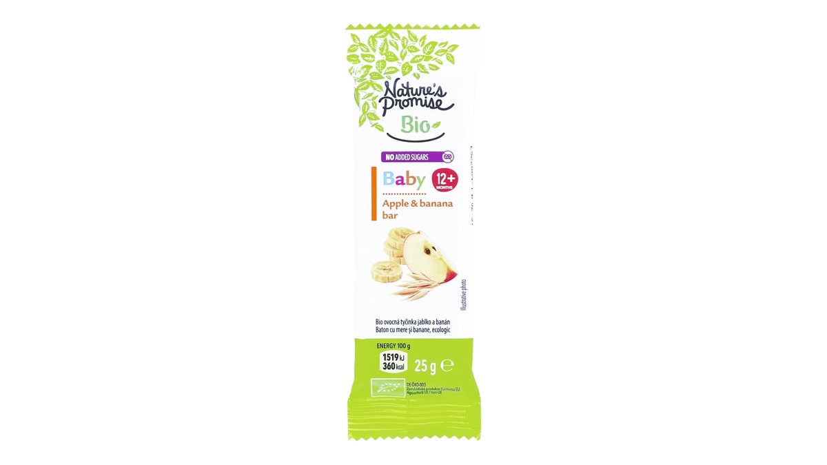 Natures Promise Bio Baby tyčinka jablko, banán