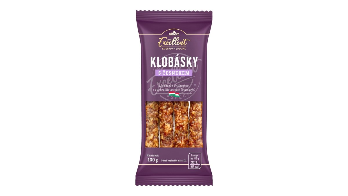 Albert Excellent Maďarské Snack klobásky s česnekem
