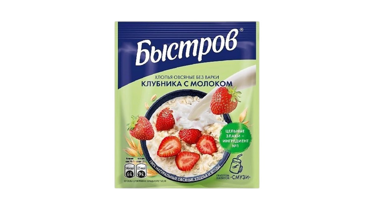 Каша Быстров овсяная клубника с молоком 40 г