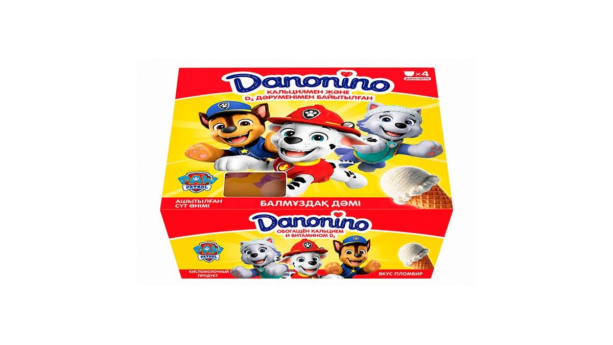 Йогурт Danonino пломбир 4 штуки 180 г