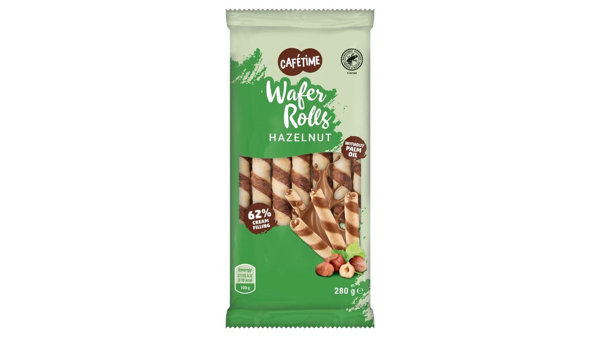 Café Time Oplatkové trubičky plněné lískooříškovou náplní 280g