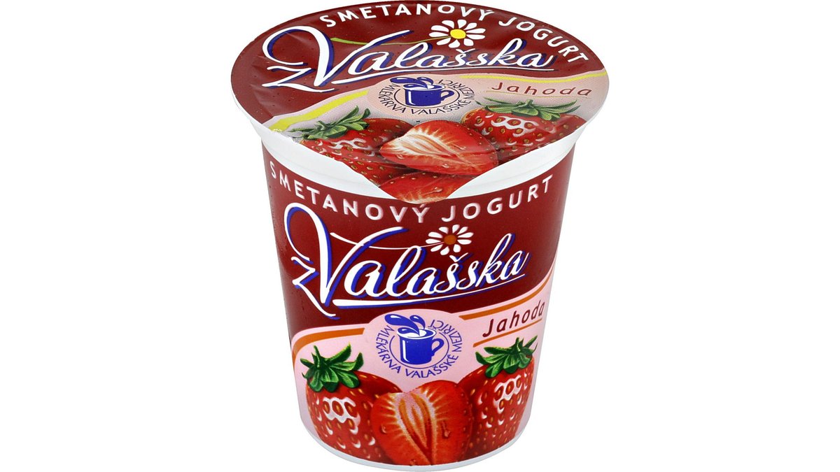 Z Valašska smetanový jogurt jahoda, tuk 8% 150 g