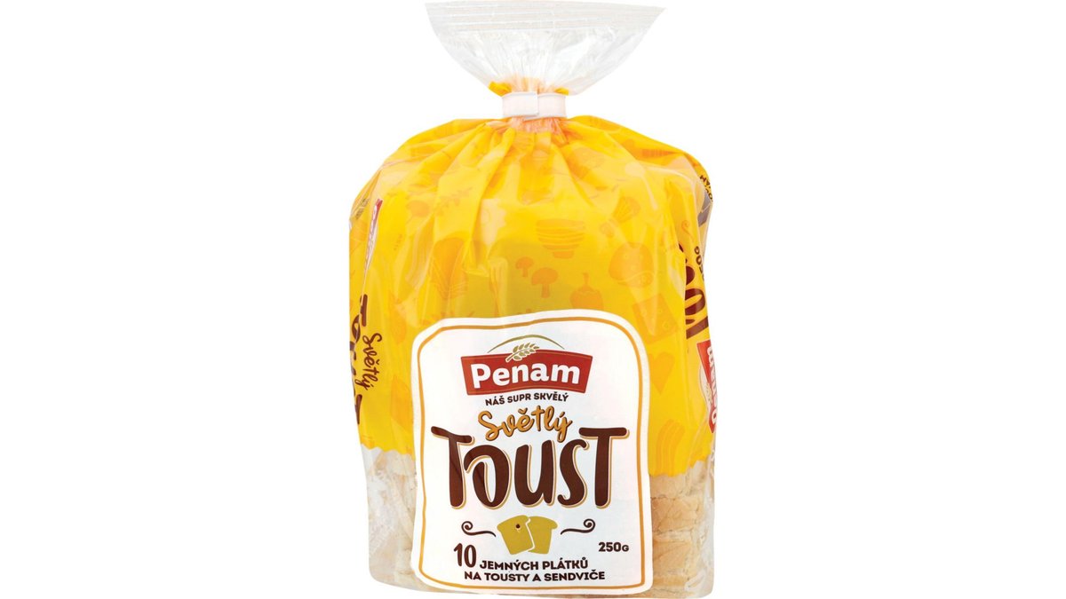 Chléb toustový světlý krájený, balený 250 g