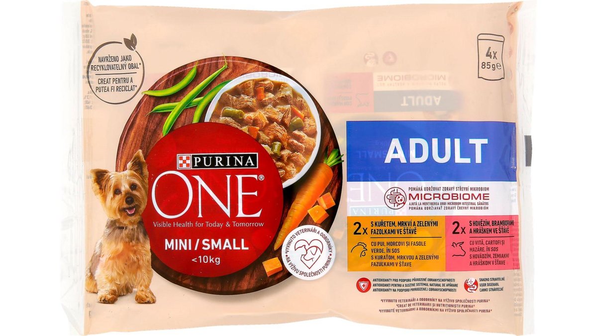 Purina ONE Adult - mini kapsičky pro psy 4x85 g