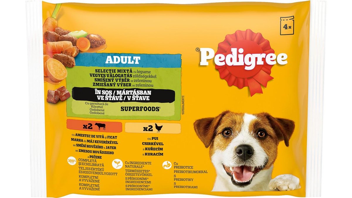Pedigree Kapsičky pro psy kuře, hovězí, zeleni 4x100g