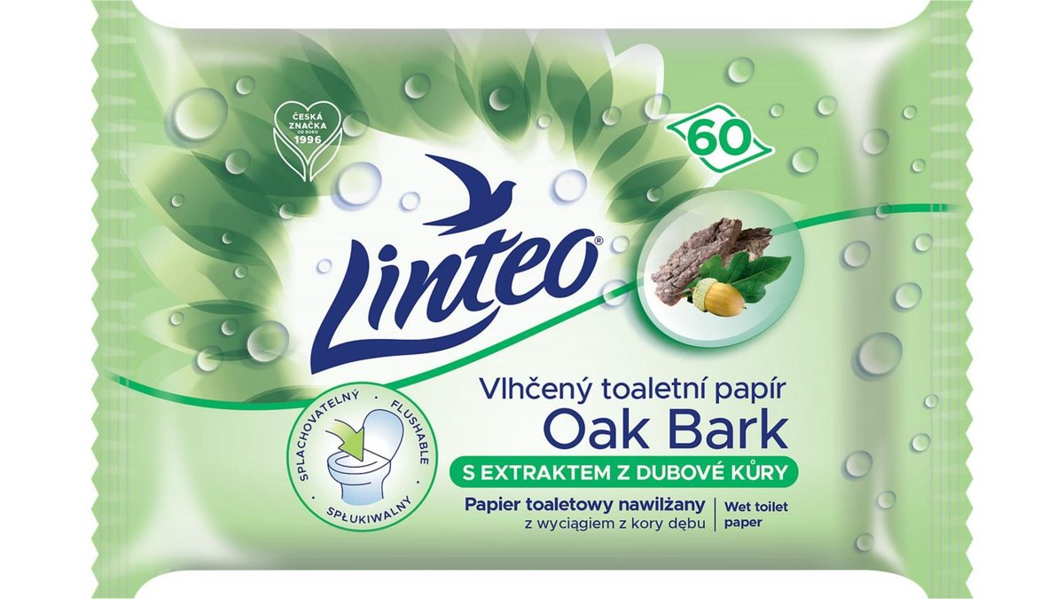 Linteo Vlhčený toal. papír s dubovou kůrou 60 ks