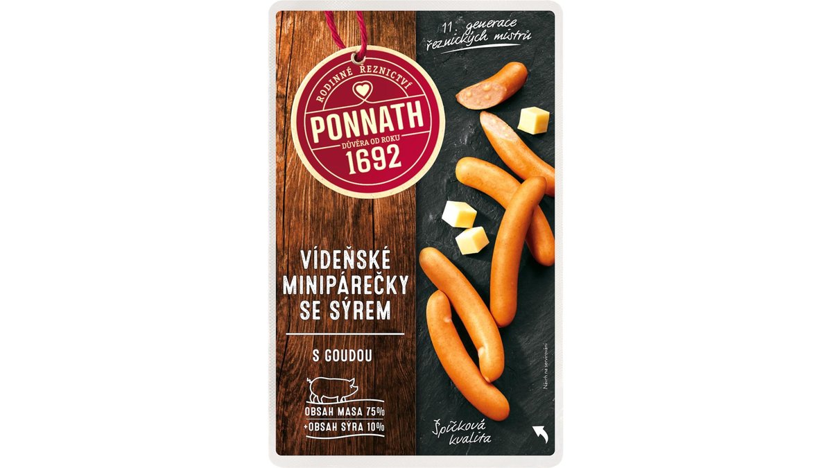 Ponnath Vienna sausages with cheese 200 g