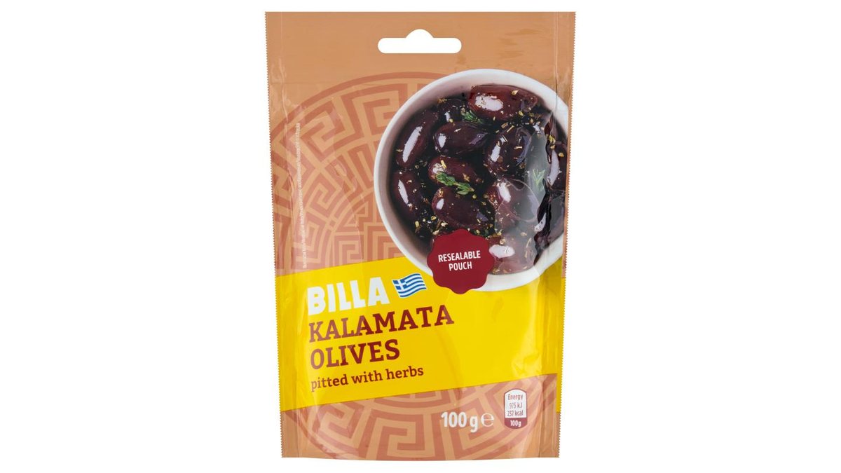 BILLA Černé olivy kalamata bez pecky s bylinami 100g