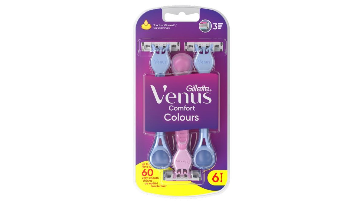 Gillette Venus Comfort Colours Pohotová Holítka, Balení Po 6