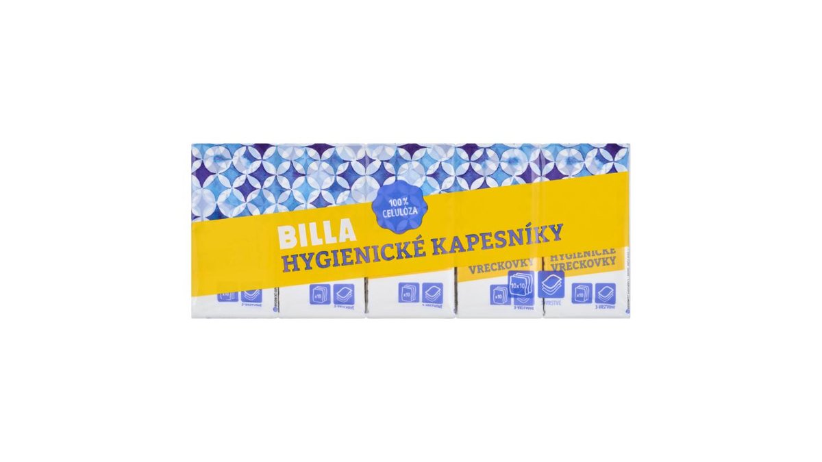 BILLA Hygienické kapesníky 3-vrstvé 10 x 10 ks