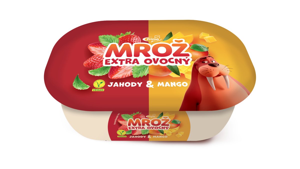 Mrož sorbet jahoda a mango, 900 ml