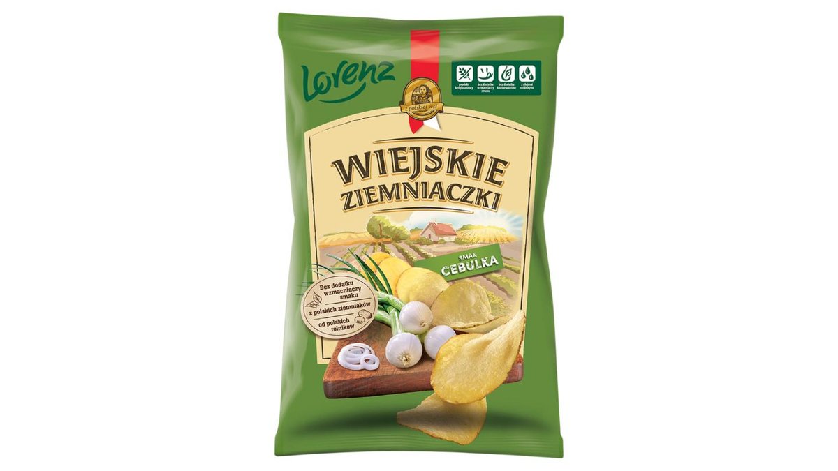 Wiejskie Ziemniaczki Chipsy ziemniaczane smak cebulka 130 g