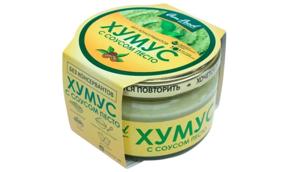 Закуска хумус с соусом песто 200 г стеклянная банка