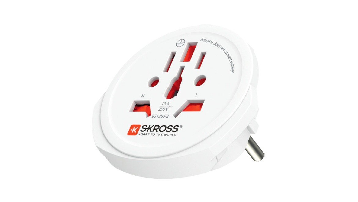 Rejseadapter, World to Europe, hvid