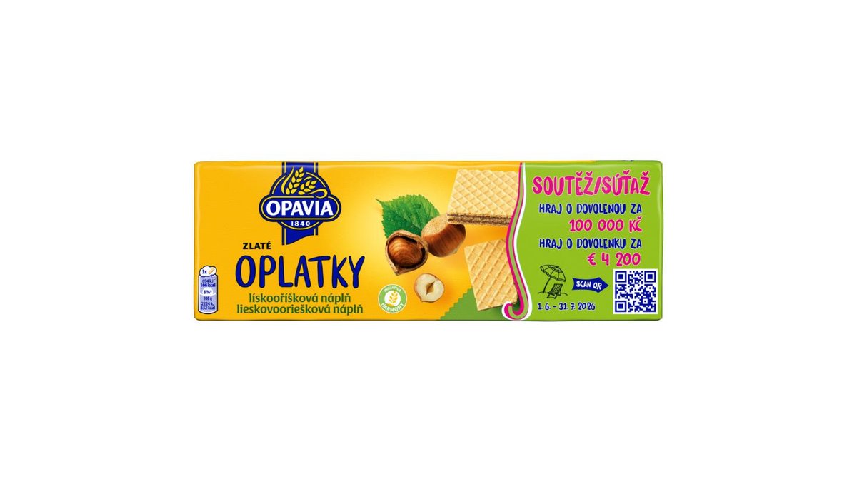 Opavia Oplatky Zlaté lískooříšková náplň 146g