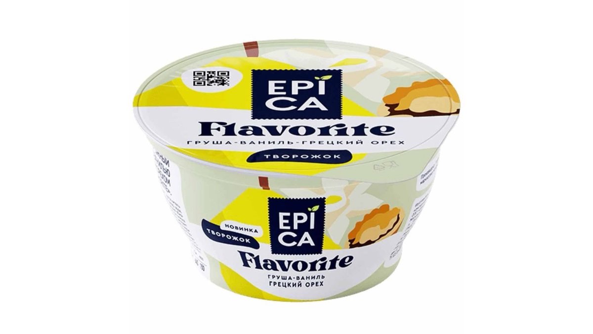 Десерт творожный epica flavorite груша/ваниль/грецкий орех 8% 130 г