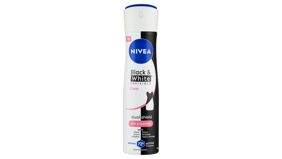 Nivea Black & White Invisible Clear sprej antiperspirant, 150 ml