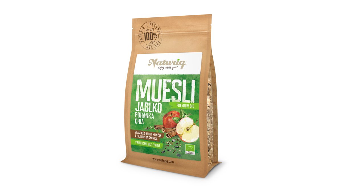 BIO NATURIQ Muesli jablko/pohánka/chia Premium 400g