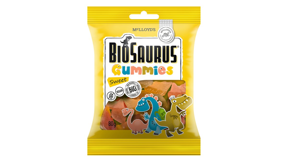 Biosaurus gumenné cukríky s ovocnou príchuťou 80g