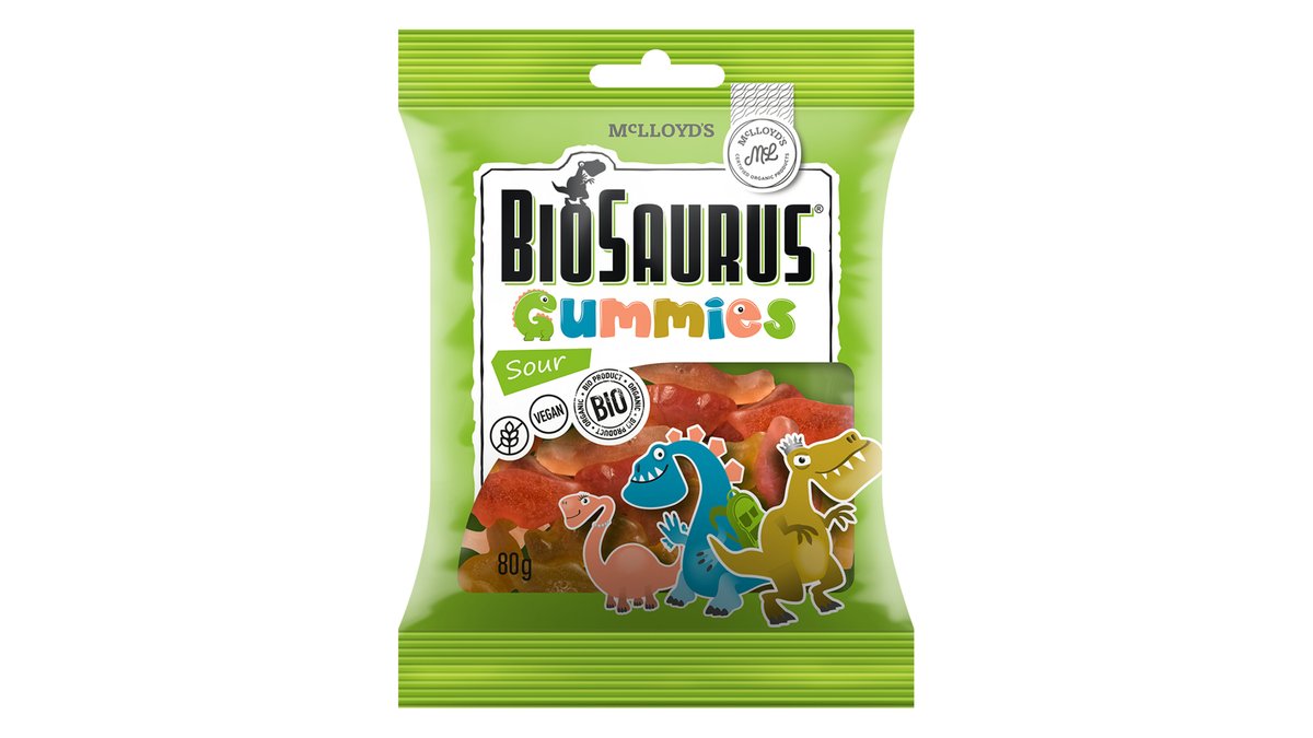 Biosaurus gumenné cukríky s ovocnou príchuťou kyslé 80g