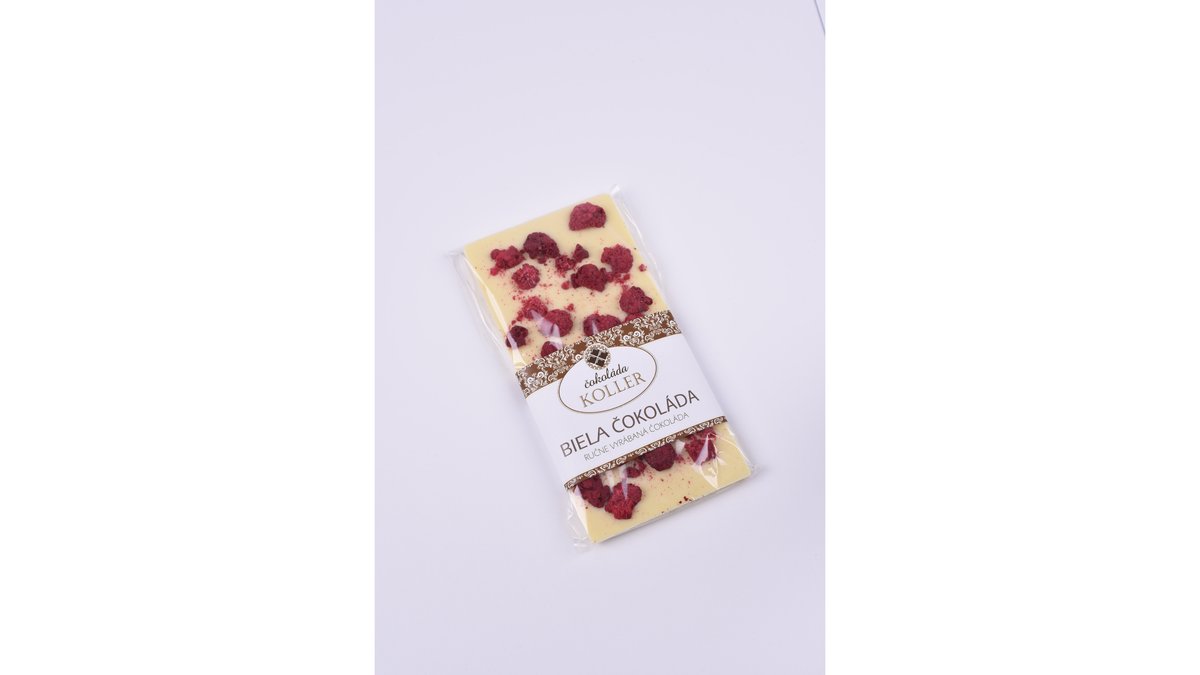 KOLLER Biela čokoláda s malinami 100g
