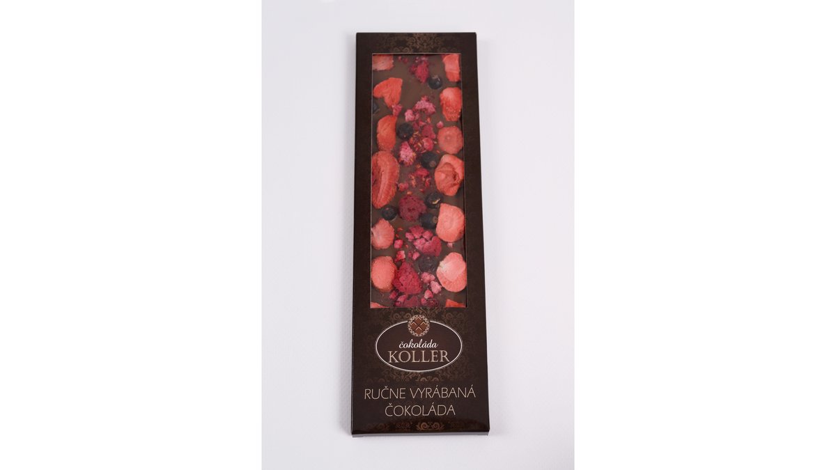KOLLER Mliečna čoko jahody,maliny,ríbezle 100g