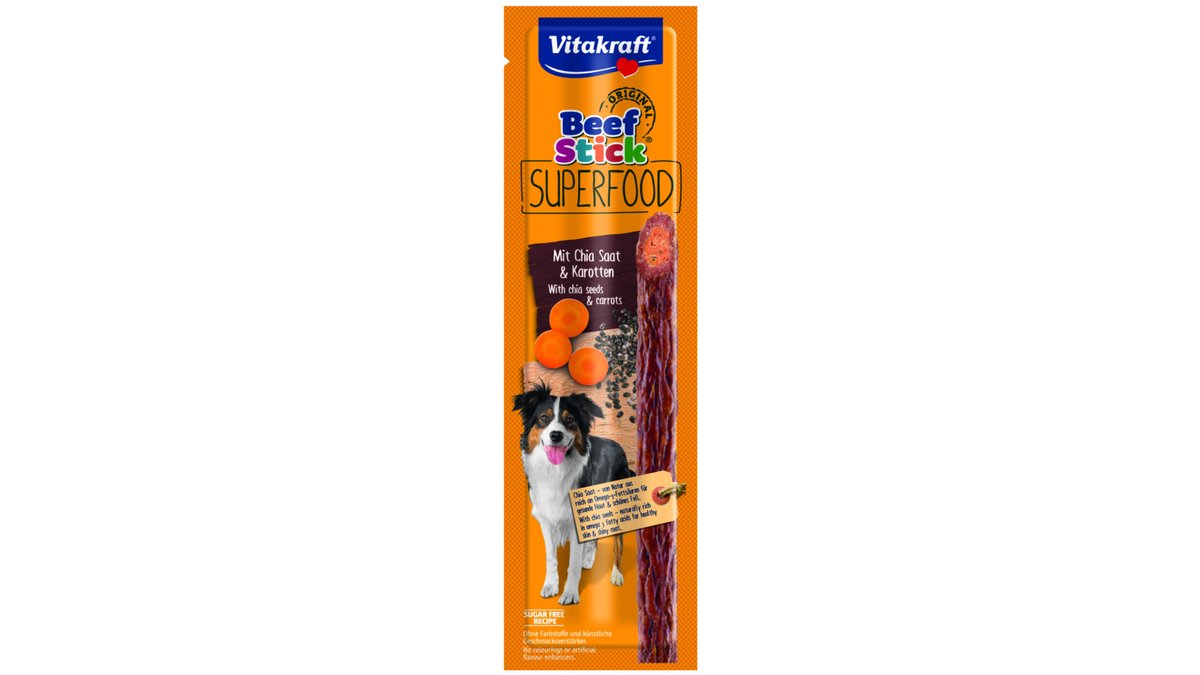 *BEEF STICK pochúťka pre psa - mrkva+chia / 25g