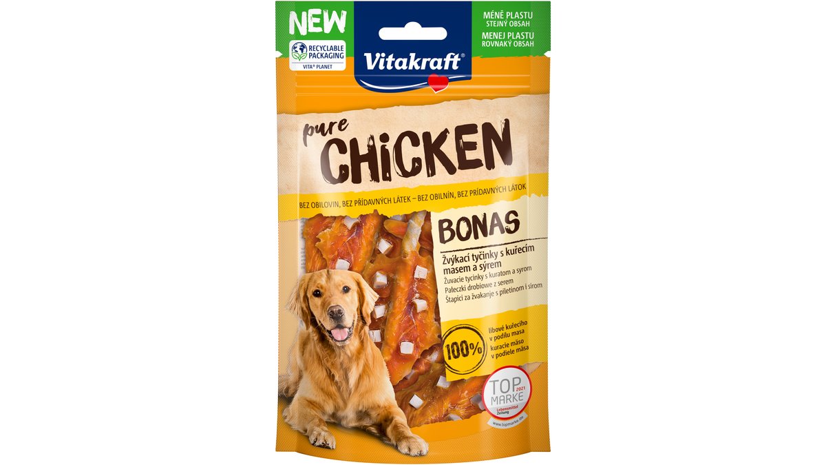 CHICKEN Bonas pochúťka pre psa - kura+syr / 80g
