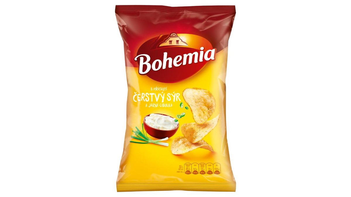 Bohemia Chips s příchutí čerstvý sýr a jarní cibulka 130g