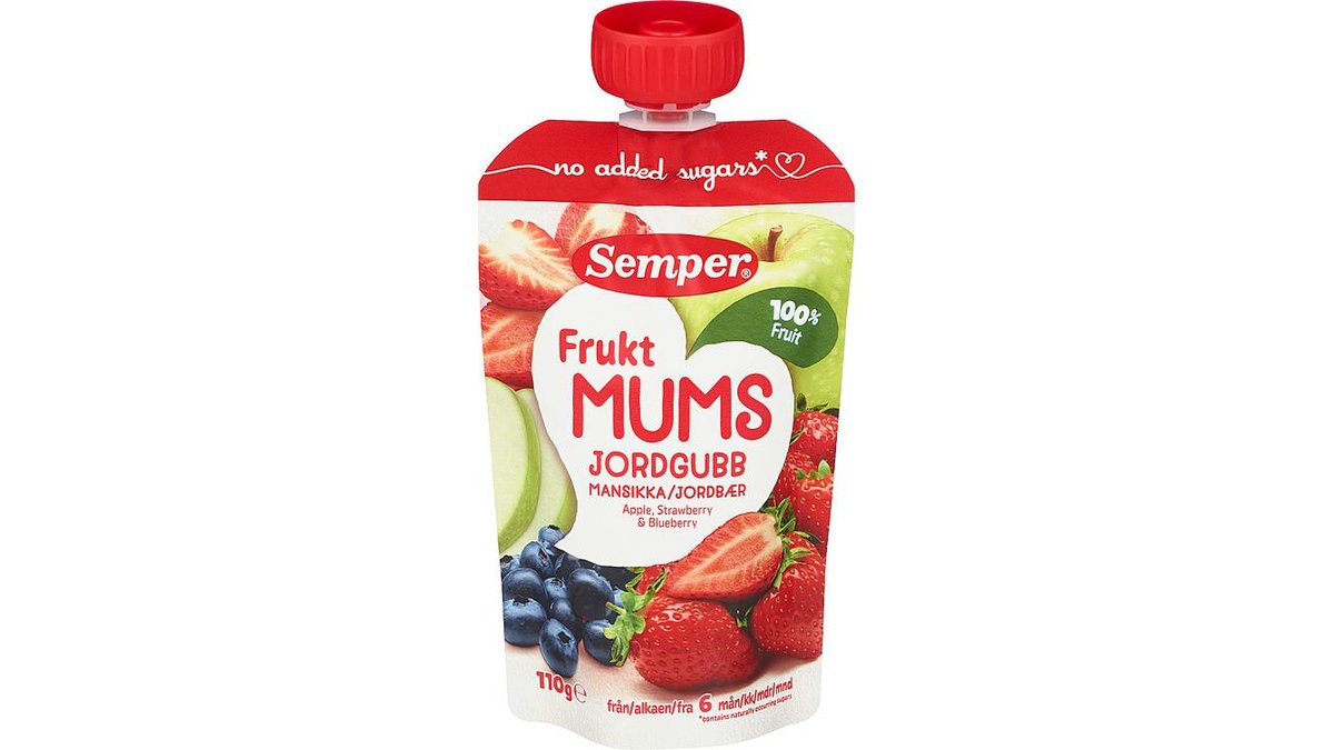 Semper Fruktmums Jordbær, 110 g