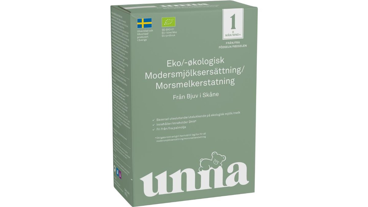 Unna Modermjölksersättning 0-6 mån EKO, 600 g