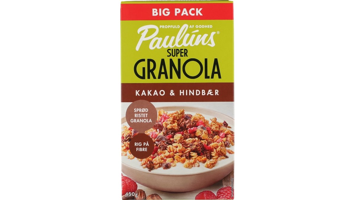 Pauluns granola kakao/hindbær 450 g