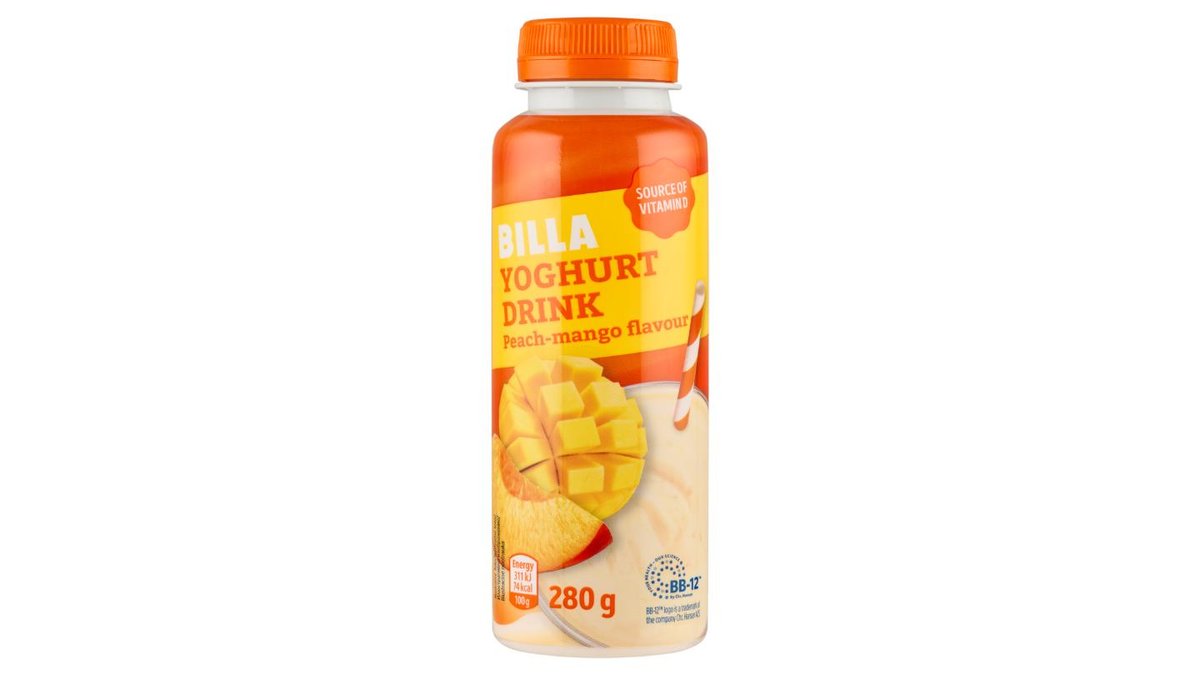 BILLA Jogurtový nápoj s broskvovo-mangovou příchutí 280g