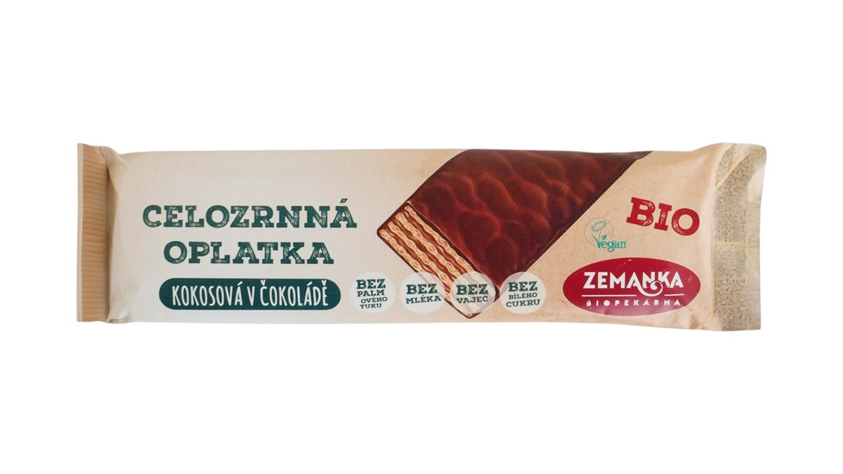 Celozrnná oblátka kokosová v čokoláde bio