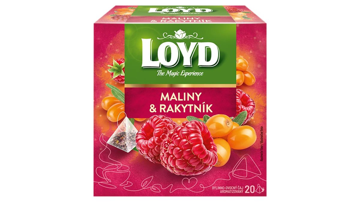 Loyd Bylinno-ovocný čaj aromatizovaný maliny & rakytník 20 x 2g (40g)