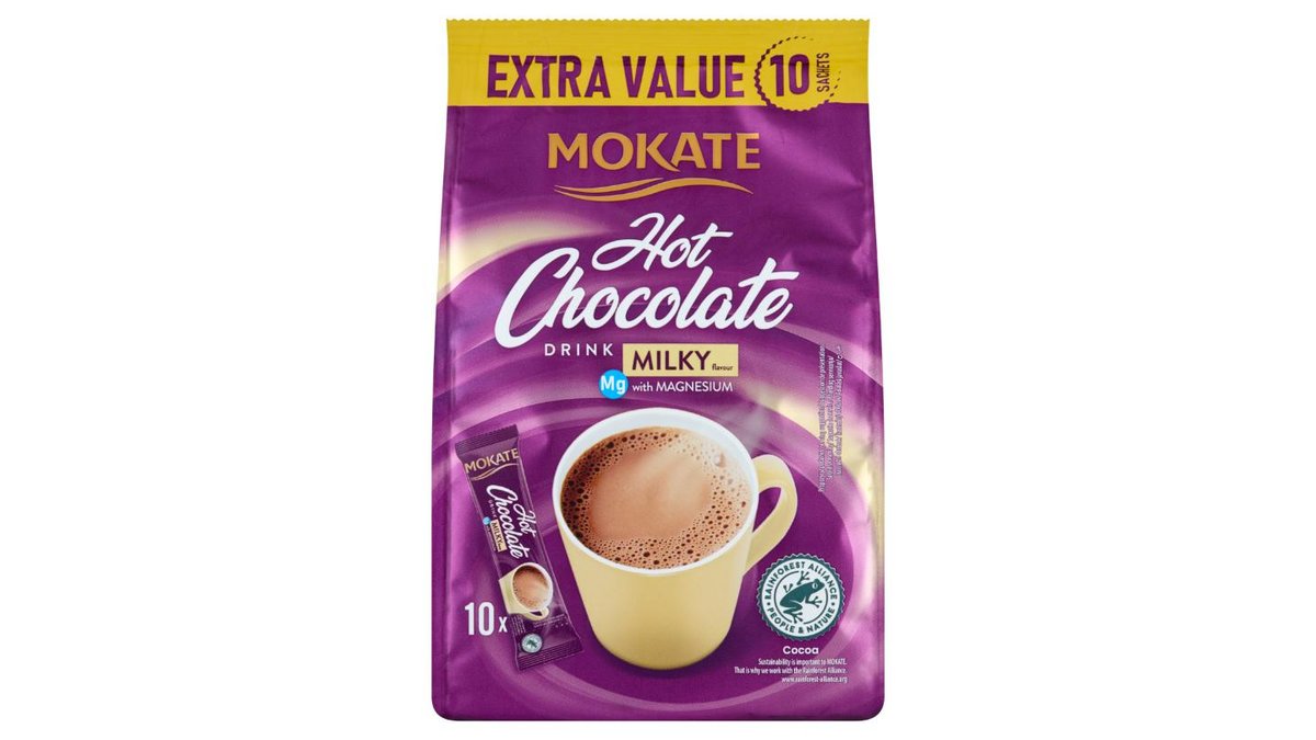 Mokate Instantní čokoládový nápoj s příchutí mléčné čokolády s hořčíkem 10 x 18g (180g)
