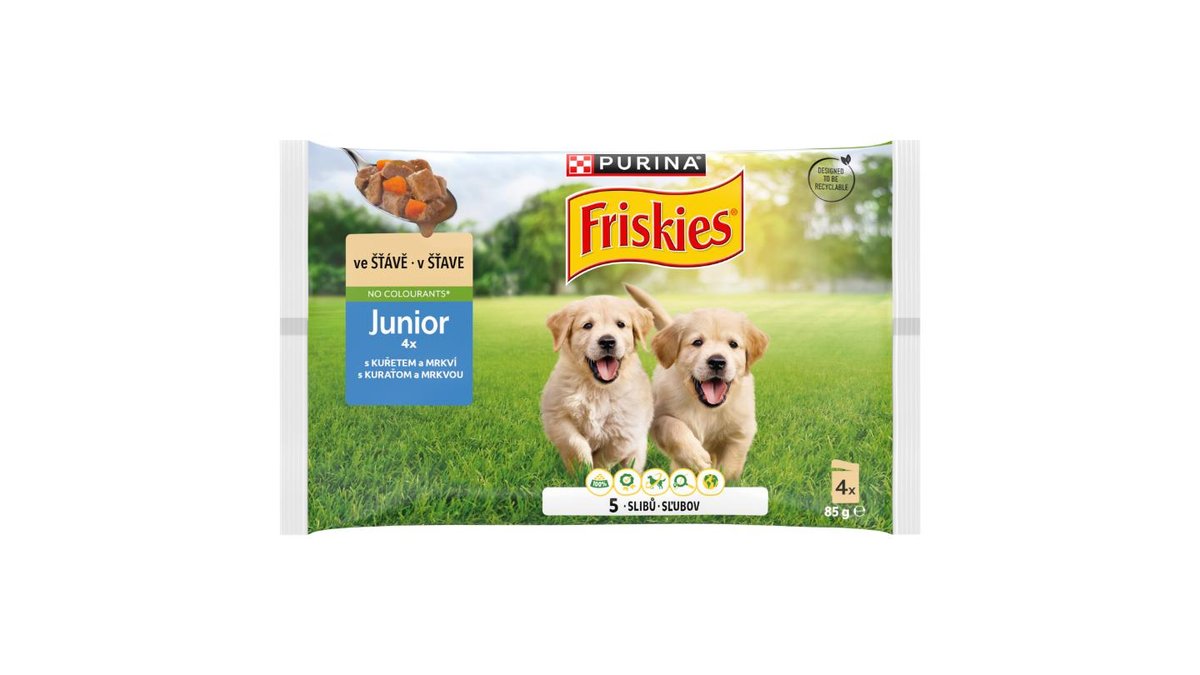 Friskies Junior kapsičky pre šteniatka kura v šťave 4 x 85 g