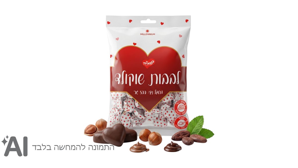 לבבות שוקולד | לב אדום על פויל לבן