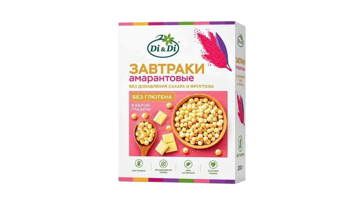 Завтрак Di Di амарантовые с бел шок 250г