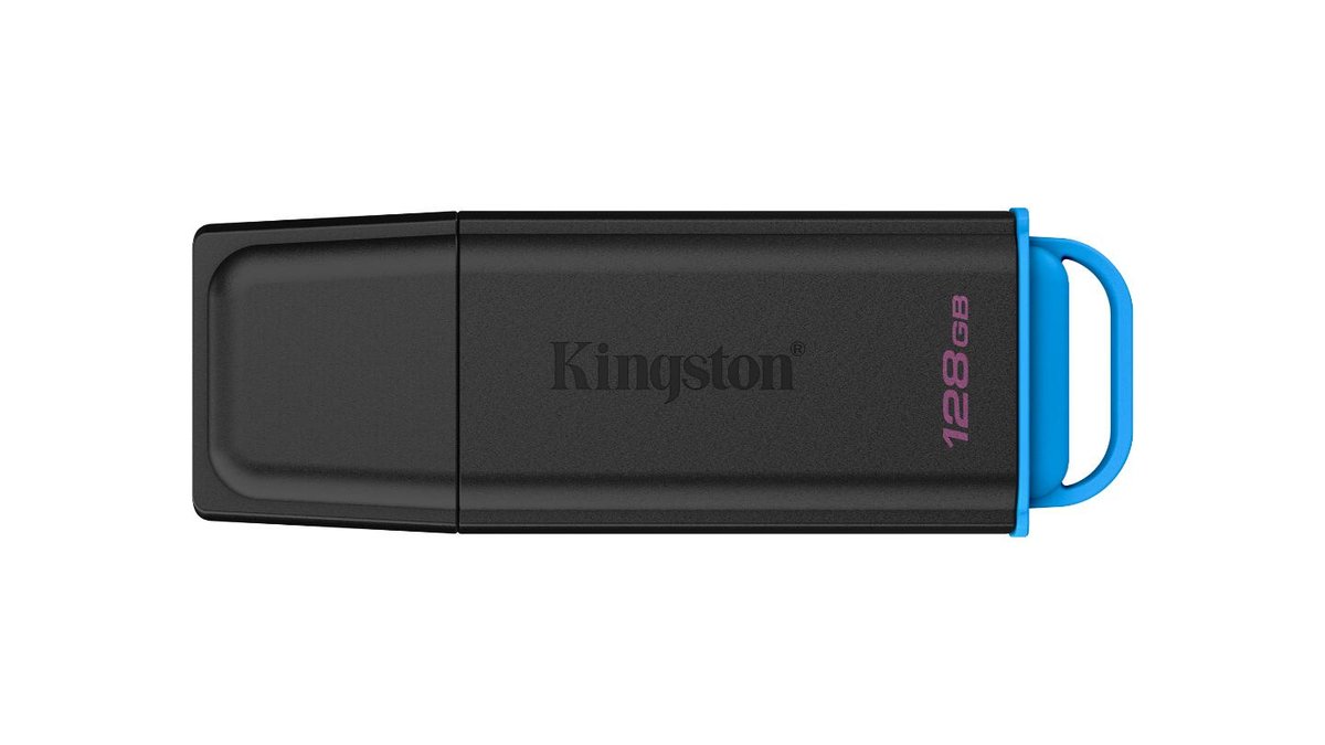 128 GB bærbar USB 3.2 Gen 1 DataTraveler Exodia, sort/blå, Kingston