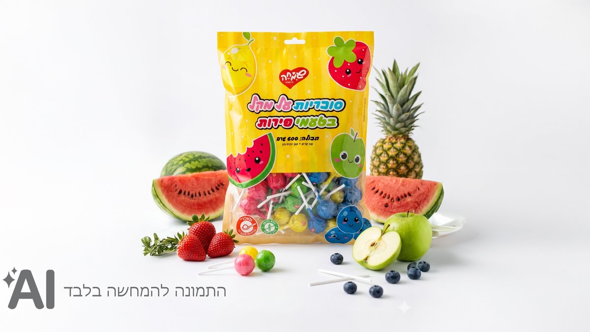 סוכריות על מקל בטעמי פירות