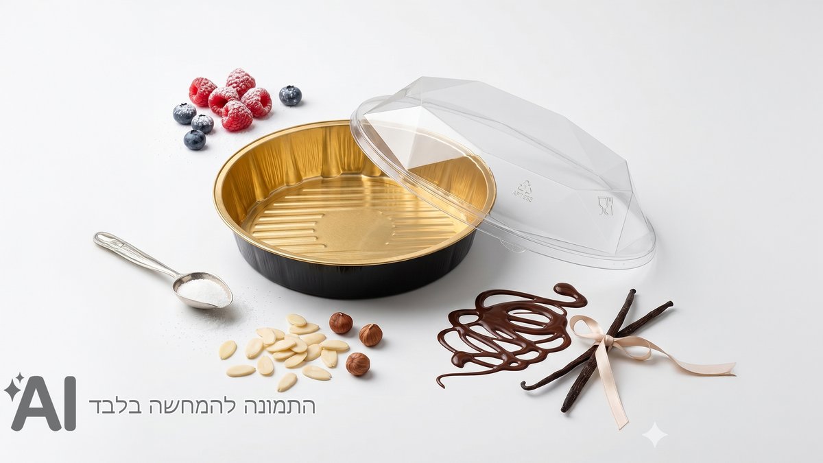 תבנית עגולה שחור\זהב +מכסה ,קוטר 23